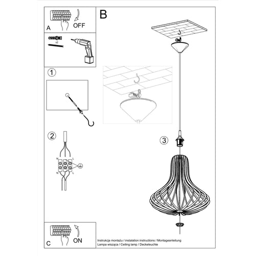 Sollux Lighting Hanglamp ELZA hout - 41x41x110cm