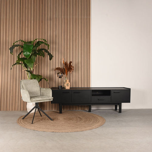 LABEL51 Tv-meubel Cali - Zwart Eikenhout - 190x45x60cm - vtwonen shop