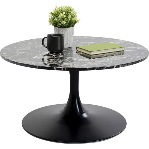 Kare Design Salontafel Schickeria marmerprint zwart Ø80cm
