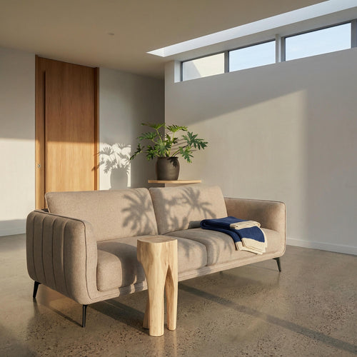 Furnhouse 3-zitsbank Selena - Taupe - Stof - 85x197x85