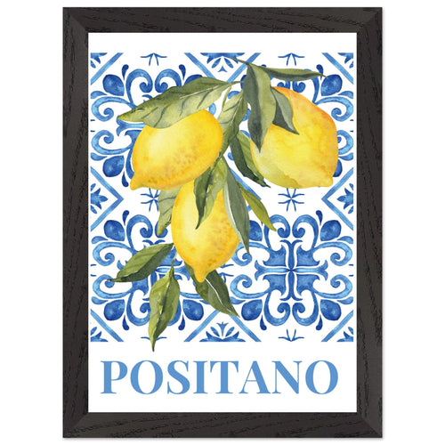 Artfulprints Poster met Lijst Fruits - Lemon tree in Positano   - A4 21x29.7 cm - Meerkleurig
