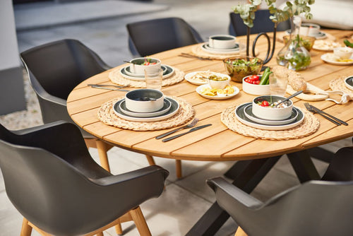 Hartman Tuintafel Stephanie - Naturel/Zwart Hout - 200x120x76cm - vtwonen shop