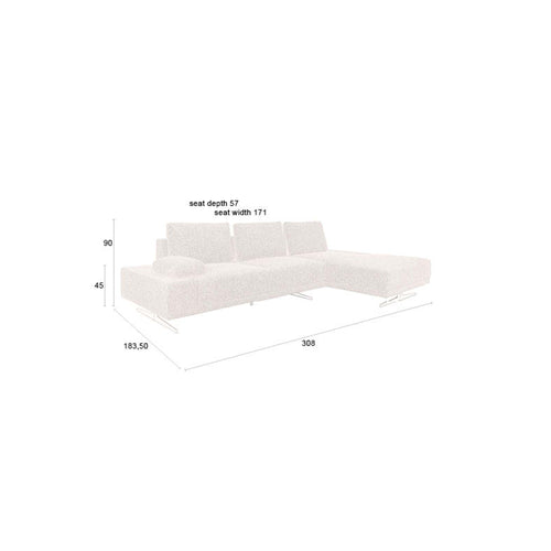 Dutchbone Shelly Bank Off-White Rechts Chaise Longuen - Wit - vtwonen shop