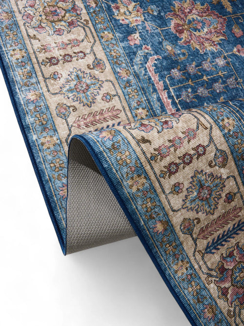 benuta wasbaar vloerkleed Laury - blauw - 300x400 cm