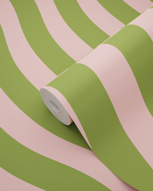 ESTAhome behang golvende strepen roze en groen - 50 x 900 cm - 131610 - vtwonen shop