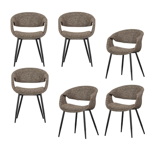 WOOOD eetkamerstoelen Yossi Metalen Zwarte Poot - Bruin - Set van 6