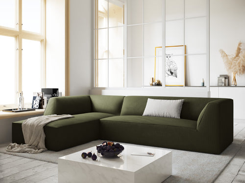Micadoni linker hoekbank Ruby 4-zits, ribfluwelen, groente - 180x273x69cm