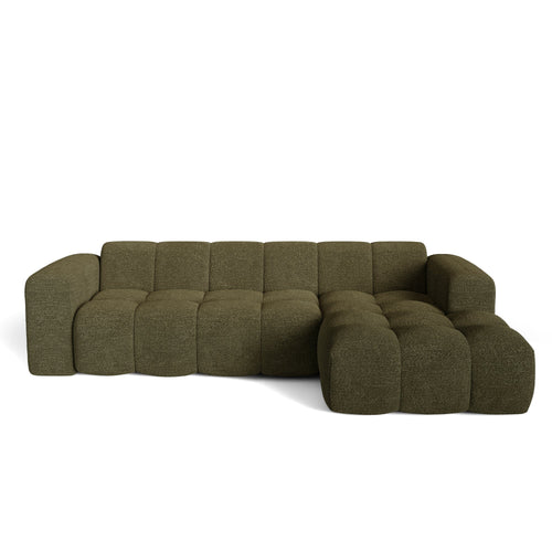 Premium Interiors - Rechthoekige hoekbank BLOOM - bouclette olijfgroen 290cm