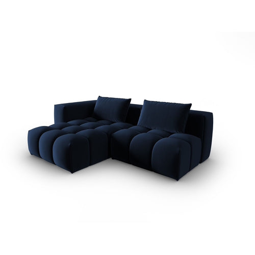 Cosmopolitan Design - Modulaire hoekbank links Verona 3-zits, flueel koningsblauw - 145x205x70cm
