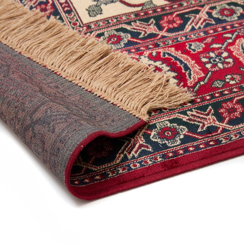 Tier Vintage vloerkleed Manami rood met franjes
