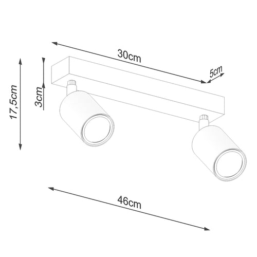 Sollux Lighting Plafondlamp VERDO 2 wit - 46x30x17,5cm
