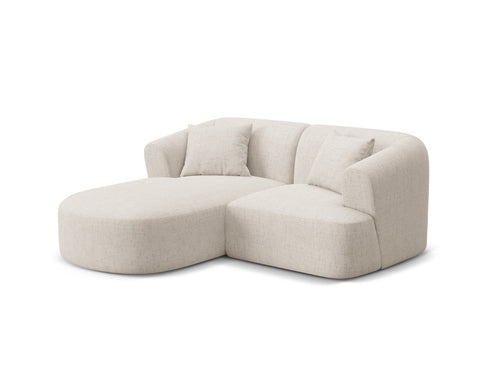 Cosmopolitan Design Modulaire hoekbank links Campi 3-zits, structurele stof lichtbeige - 156x180x70cm
