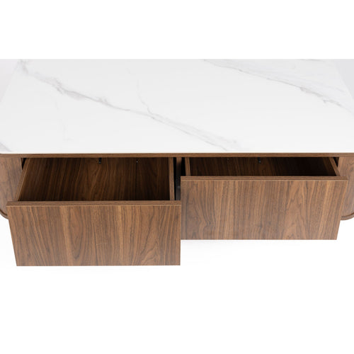 Housecraft Living Almira Salontafel 120x60 cm Hout/ Marmerlook Walnootkleur - Bruin