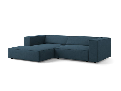 Cosmopolitan Design linker hoekbank Arendal 3-zits, chenille met ribbeleffect, marineblauw - 166x224x70cm