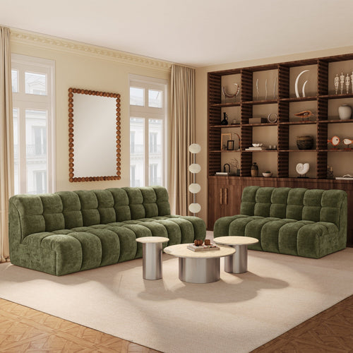 Premium Interiors - Bank SEVEN - gewaafd fluweel vintage groen 243cm