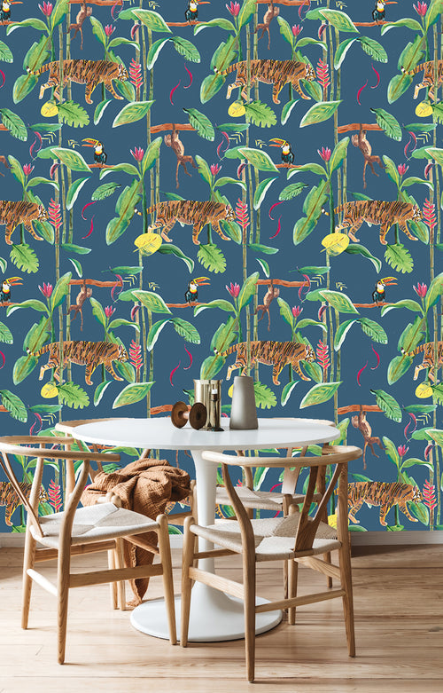 Catchii Behang Tiger Jungle poeder roze