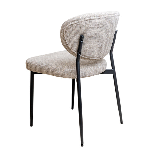 Giga Meubel Eetkamerstoel Vajèn Beige – Chenille – Zwart Metalen Onderstel - Set van 2