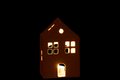 J-Line theelichthouder Huis - aluminium - wit - vtwonen shop