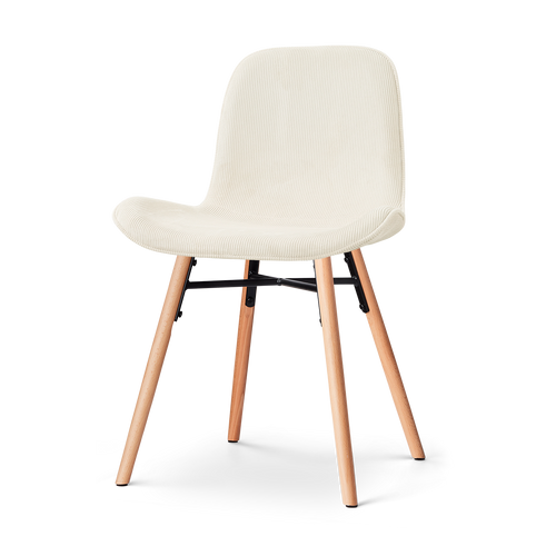 Nolon Nena-Fé eetkamerstoel rib beige - houten onderstel - vtwonen shop