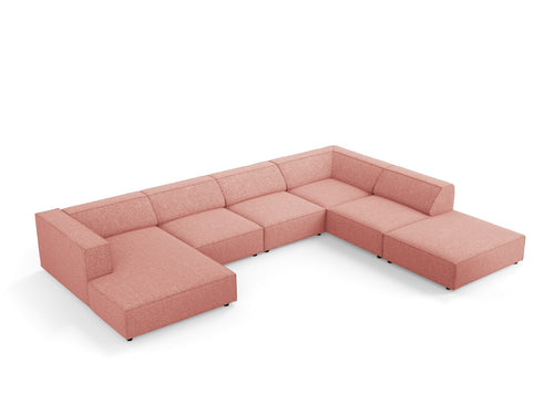 Cosmopolitan Design Panoramische hoekbank rechts Arendal 7-zits, chenille, roze - 262x364x70cm