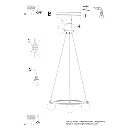 Sollux Lighting Kroonluchter YOLI 3 - 65x65x98cm