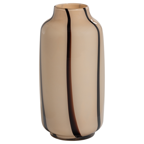 WOOOD vaas Selena - Glas - Naturel Met Streep Bruin - 35x18x18