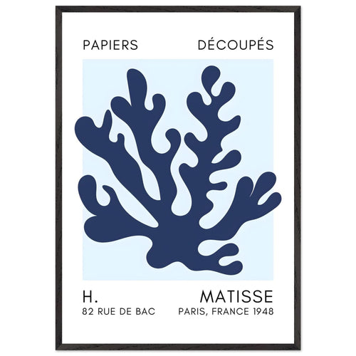 Artfulprints Poster met Lijst Matisse – Saltflower shapes navy blue I   - 70x100 cm - Blauw