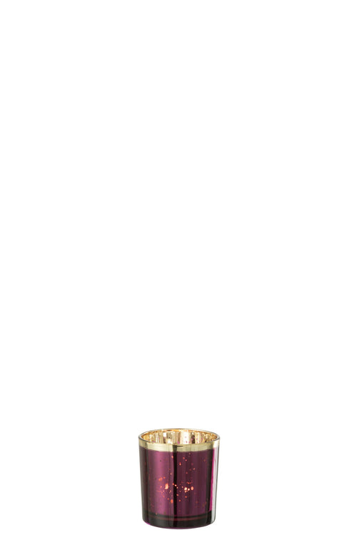 J-Line windlicht Rand - glas - bordeaux/goud - small - 6 stuks
