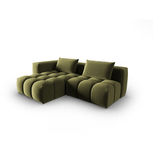Cosmopolitan Design - Modulaire hoekbank links Verona 3-zits, flueel lichtgroen - 145x205x70cm