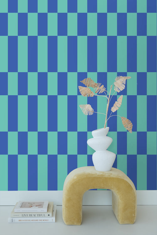 ESTAhome behang streep petrolgroen en koningsblauw - 50 x 900 cm - 130922 - vtwonen shop