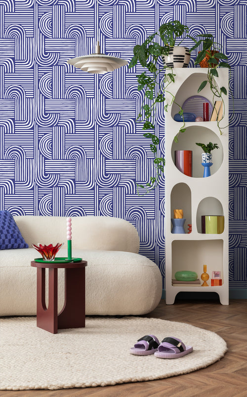 ESTAhome behang grafisch 3D motief donkerblauw - 50 x 900 cm - 131580 - vtwonen shop