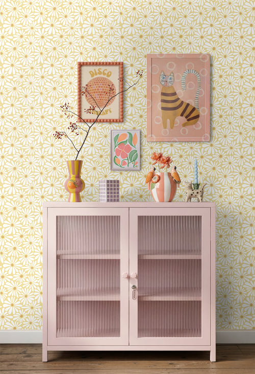 ESTAhome behang madeliefjes pastel geel - 50 x 900 cm - 132006