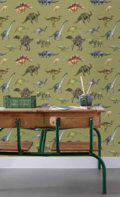 Sanders & Sanders behang dinosaurussen groen - 50 x 900 cm - 935368