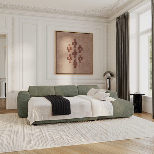 Sia Home - Hoekbanken YUMA - Fluweel met structuur - Saliegroen - 283cm - vtwonen shop