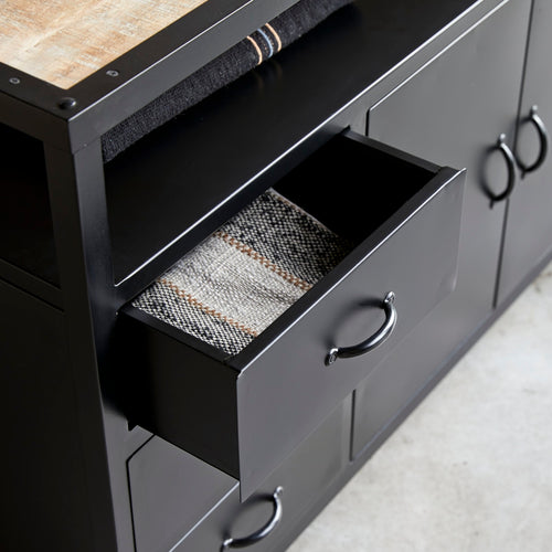 Tikamoon Industriel - Metalen buffet 160 cm - Zwart