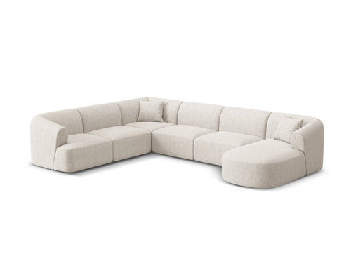 Cosmopolitan Design Modulaire panoramische hoekbank links Campi 7-zits, structurele stof lichtbeige - 255x330x70cm