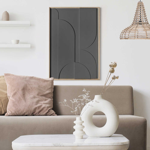 Reinders Puzzeled - charcoal schilderij 3d art -  zwart - woonkamer - 70x50cm
