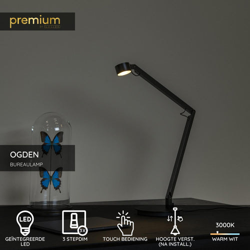 Lucide bureaulamp OGDEN - Geïntegreerde LED - Zwart