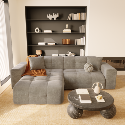 Sia Home - Hoekbanken links MAEL -  Fluweel - Mol - 230cm - vtwonen shop