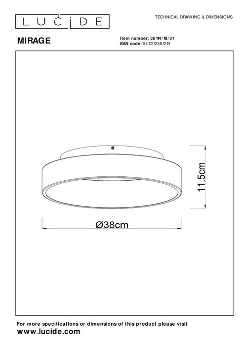 Lucide plafonnière MIRAGE - Geïntegreerde LED - Wit - vtwonen shop
