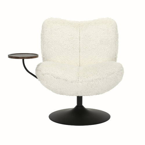 DÉJA Living Draaifauteuil Morten - Beige Fluffy/Zwart - Incl. Tafeltje - vtwonen shop