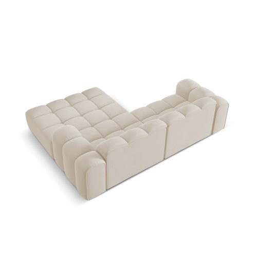 Cosmopolitan Design - Rechter hoekbank Treno 3-zits, flueel donkerbeige - 184x240x70cm
