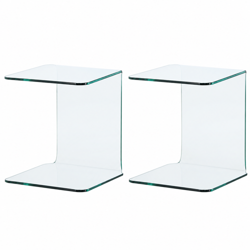 Nest living Cornelis Glazen Bijzettafels Transparant - 53 x 45 cm
