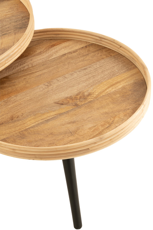 J-Line koffietafel Rond Mango - hout - naturel - 3 stuks - vtwonen shop