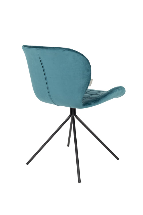 Zuiver OMG Velvet Eetkamerstoelen Blauw - Set van 2 - vtwonen shop