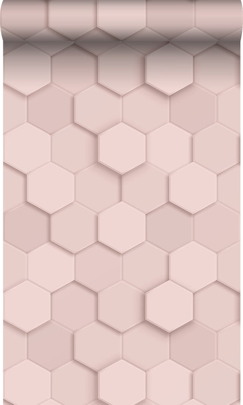 Origin Wallcoverings behang 3d hexagon motief licht roze - 53 cm x 10.05 m - 347849