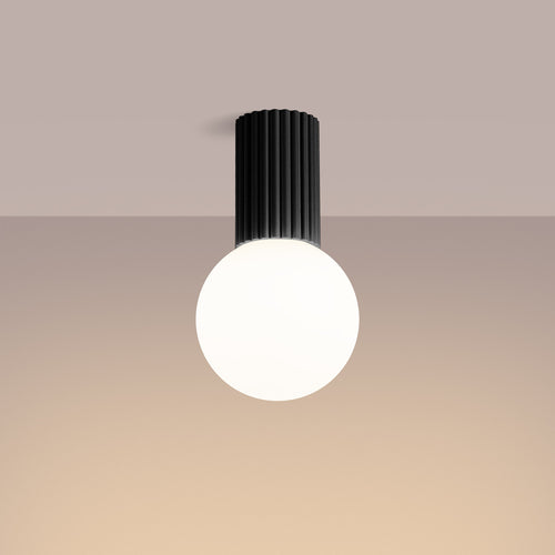 Sollux Lighting Plafondlamp HALO zwart IP44 - 12x12x21cm