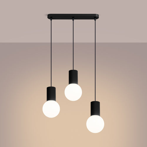 Sollux Lighting Hanglamp HALO 3L zwart - 40x6x120cm