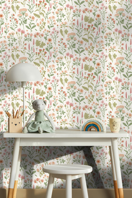 Sanders & Sanders behang veldbloemen groen - 50 x 900 cm - 935379