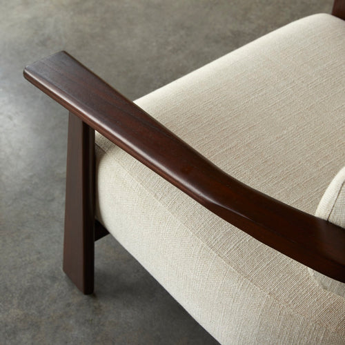 Tikamoon Fauteuil van massief mindihout en ecru stof - Bruin - vtwonen shop